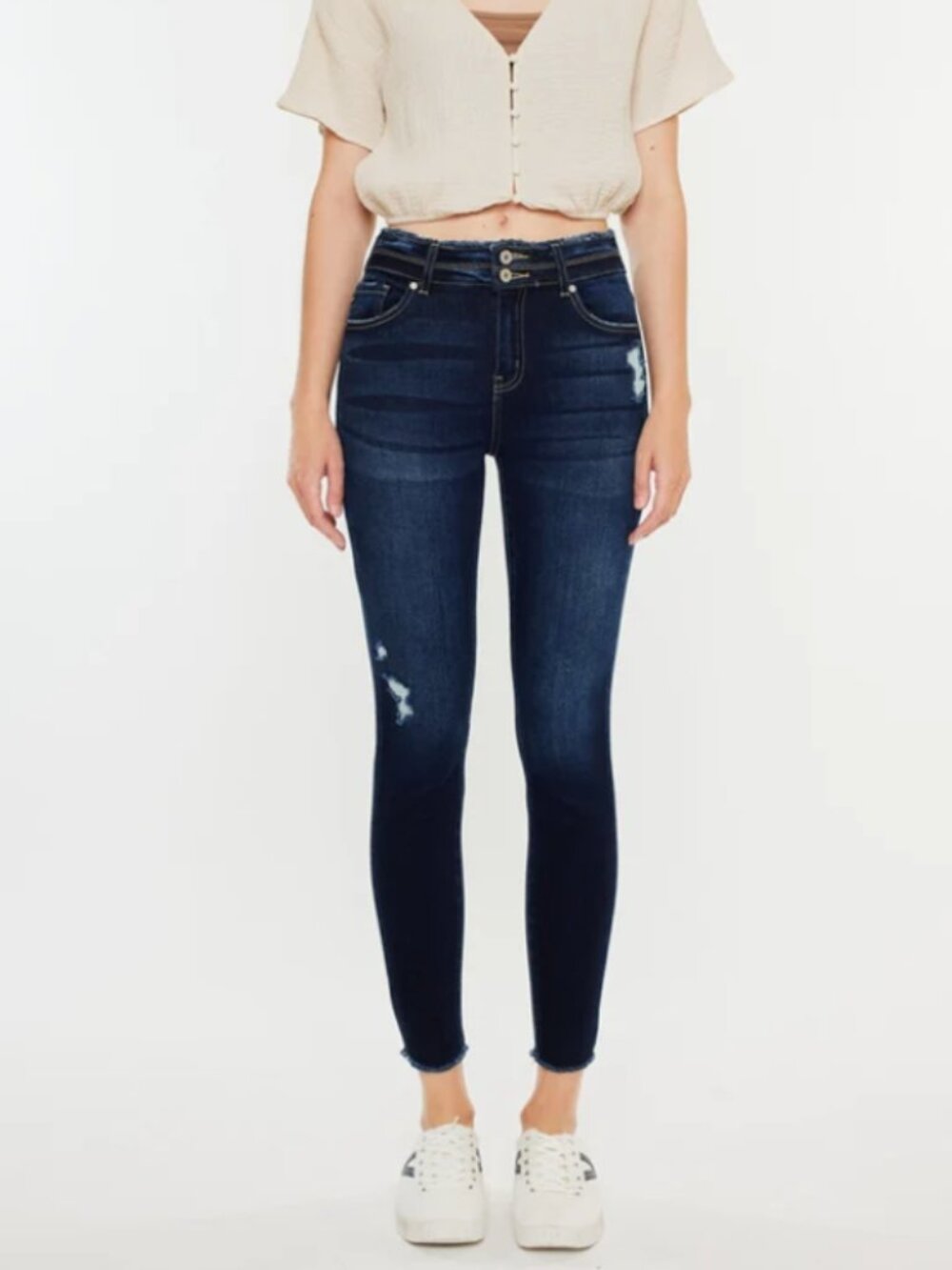 NWT KanCan 5 / 26 Danica High Rise Ankle Skinny Jeans Style #KC7317D Dark Wash